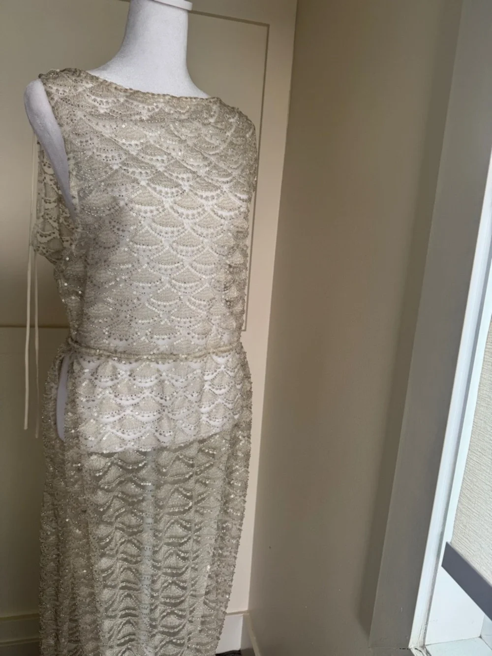 Reformation Champagne Beaded Maxi Dress - Picture 7 of 14